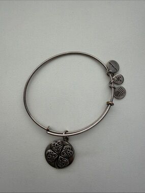 Alex and Ani Silver Four Leaf Clover Charm Bangle